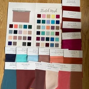 Azazie color swatches and booklet.